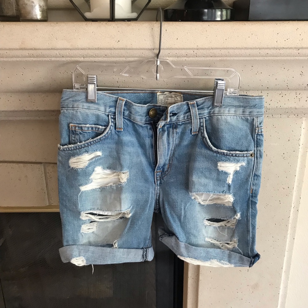 Current Elliot Slouchy Cut-Off Distressed Shorts